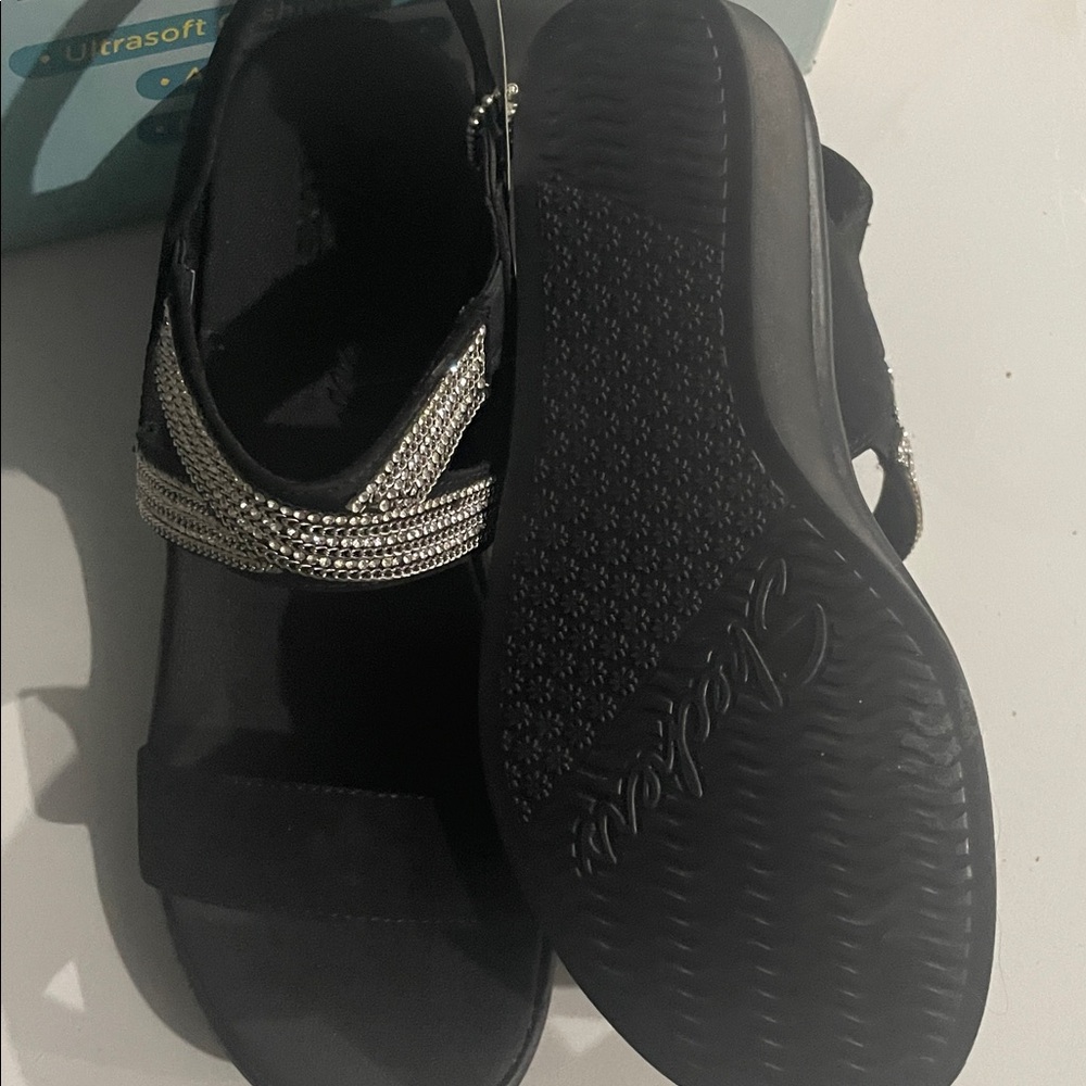 Skechers Black Sandals with Sparkling Straps - Picture 4 of 5